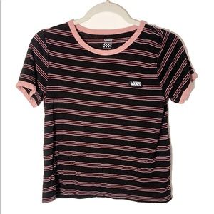 Vans soft striped tee shirt - pink and black size medium